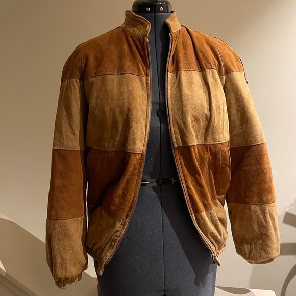 vintage multi tan leather bomber - Picture 3 of 3